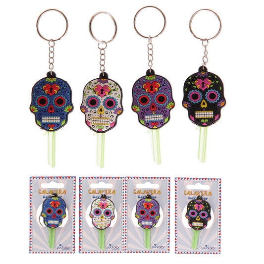 PVC Keyring Key Cover - Day of the Dead Skull