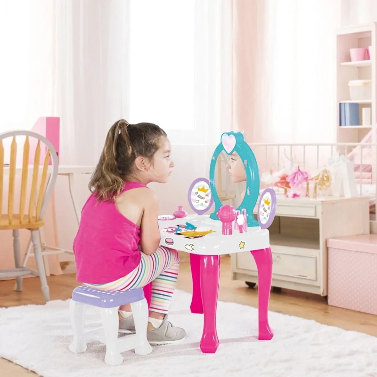 Dolu Unicorn Vanity Table & Stool - Pink