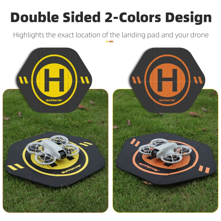 Sunnylife Drone Landing Pad 35cm Fast-Fold Double-Sided Leather Waterproof Helipad for DJI Neo / Avata 1 / 2 / Mini Series (Yellow+Orange)