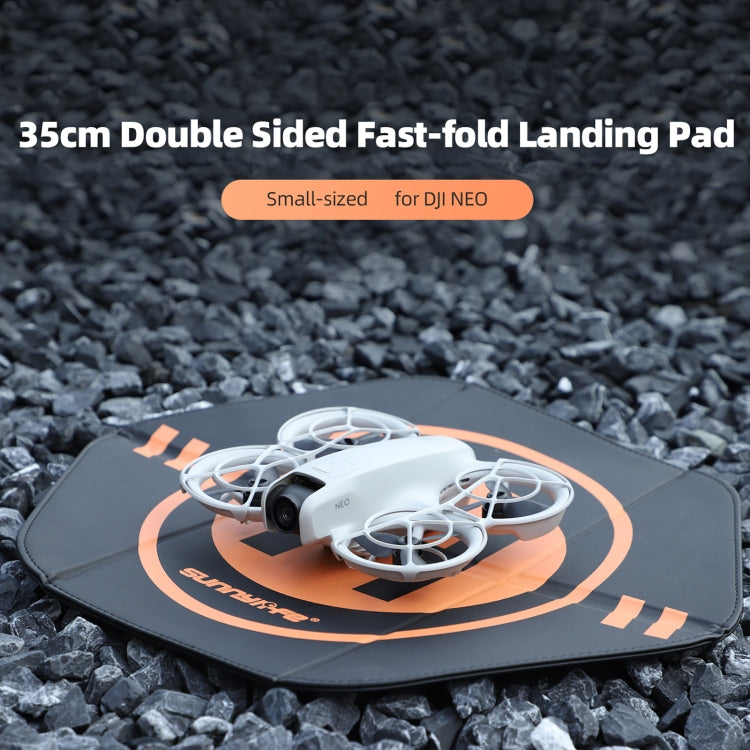 Sunnylife Drone Landing Pad 35cm Fast-Fold Double-Sided Leather Waterproof Helipad for DJI Neo / Avata 1 / 2 / Mini Series (Yellow+Orange)