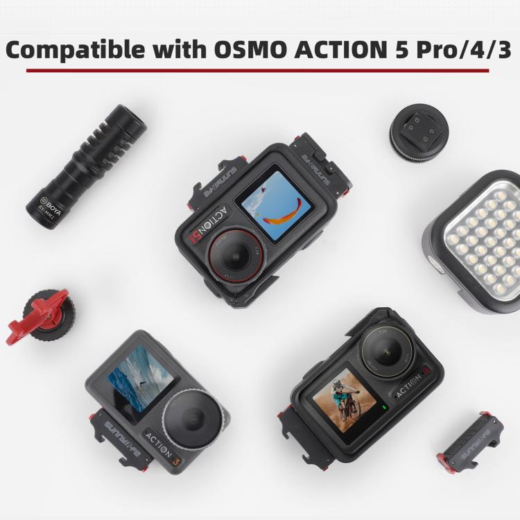 For DJI Osmo 360 / Action 5 Pro / 4 / 3 Sunnylife Magnetic Quick-Release Cold Shoe Adapter Action Camera Fill Light Microphone Adapter (Black)