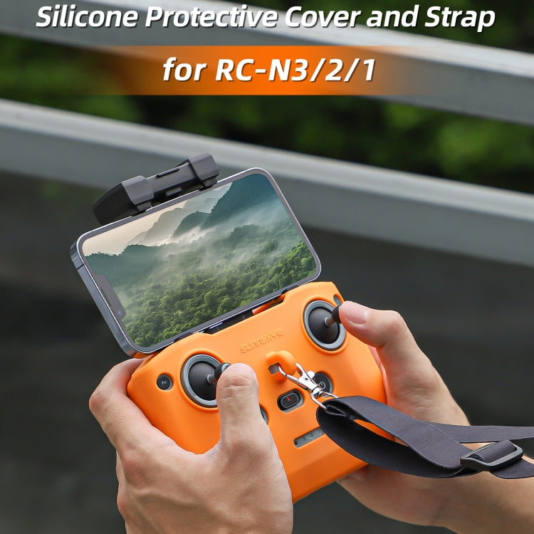 For DJI Neo / Mini 4 Pro / RC-N3 / RC-N2 / RC-N1 Sunnylife Controller Protective Cover Silicone Case with Neck Strap (Black)