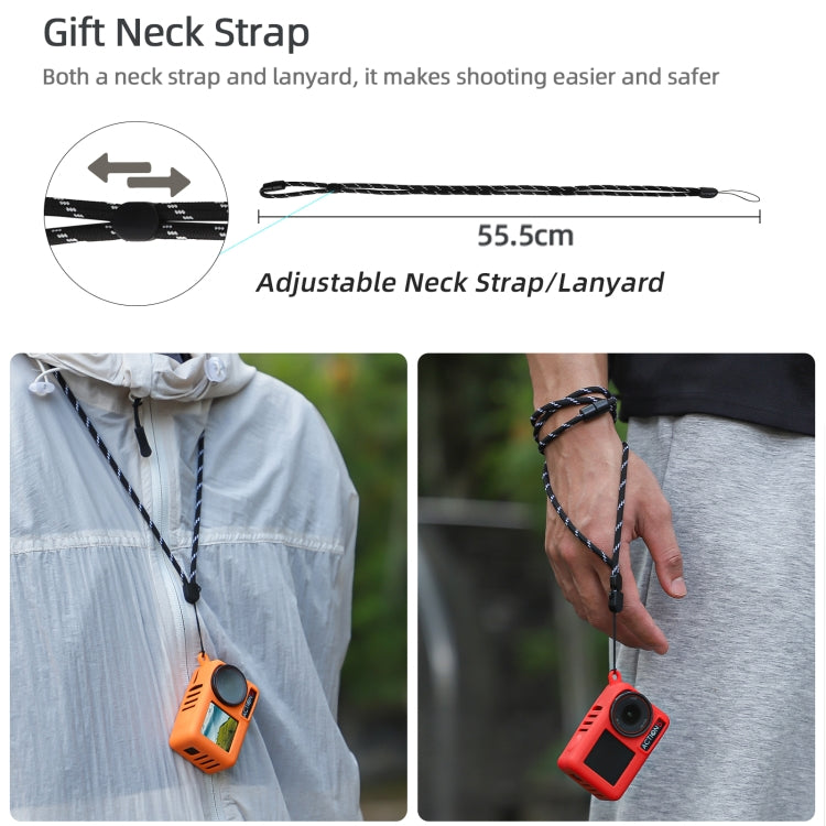 For DJI Osmo Action 5 Pro Sunnylife Silicone Protective Case Scratch-proof Camera Cover with Lanyard (Black)