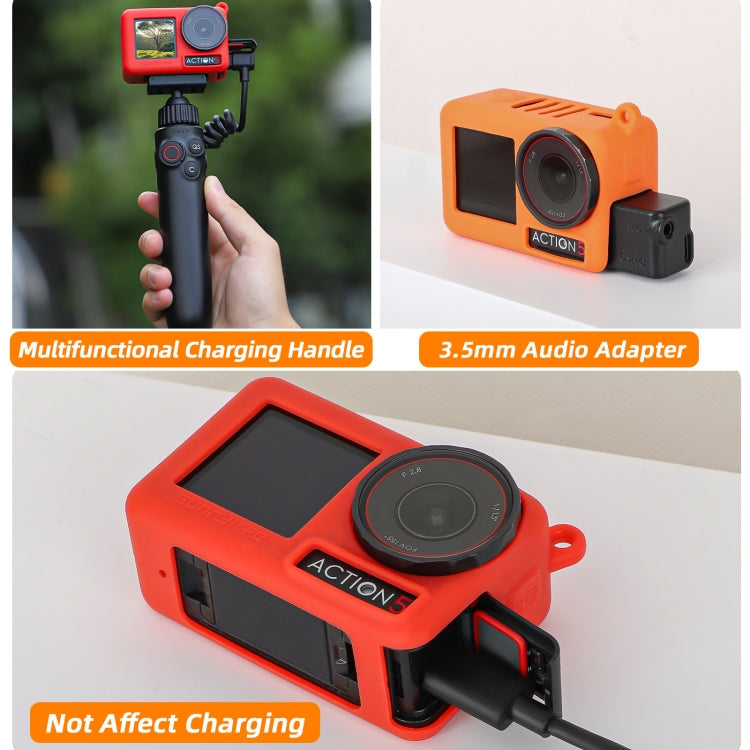 For DJI Osmo Action 5 Pro Sunnylife Silicone Protective Case Scratch-proof Camera Cover with Lanyard (Black)