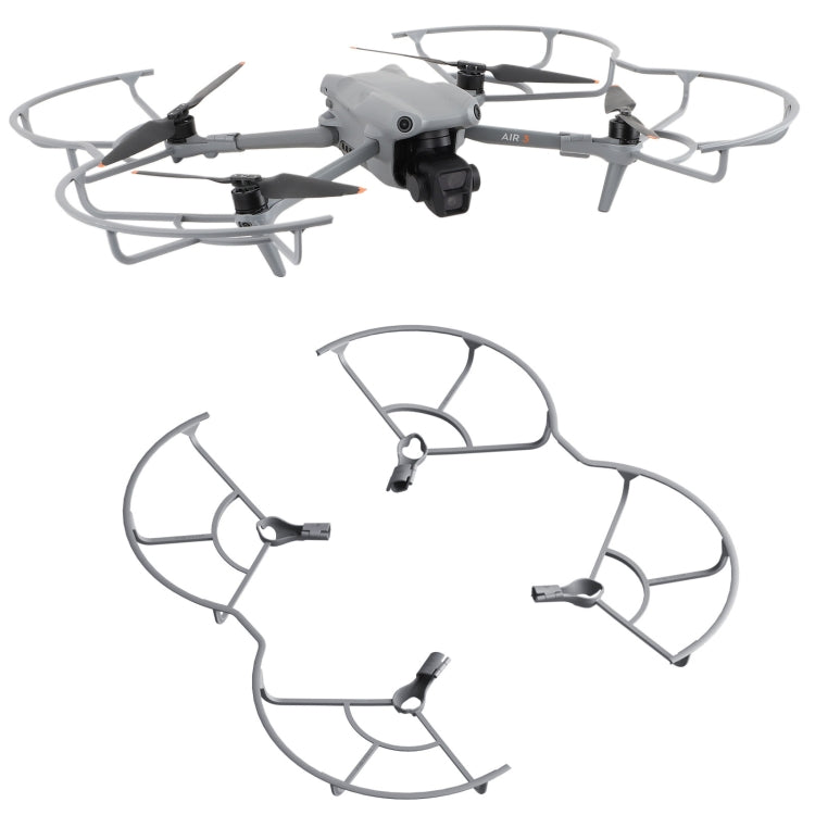 For DJI Air 3S / 3 Sunnylife Propellers Guard Protector Integrated Shielding Rings Quick Release Anti-Collision Props Safe Ring (Grey)