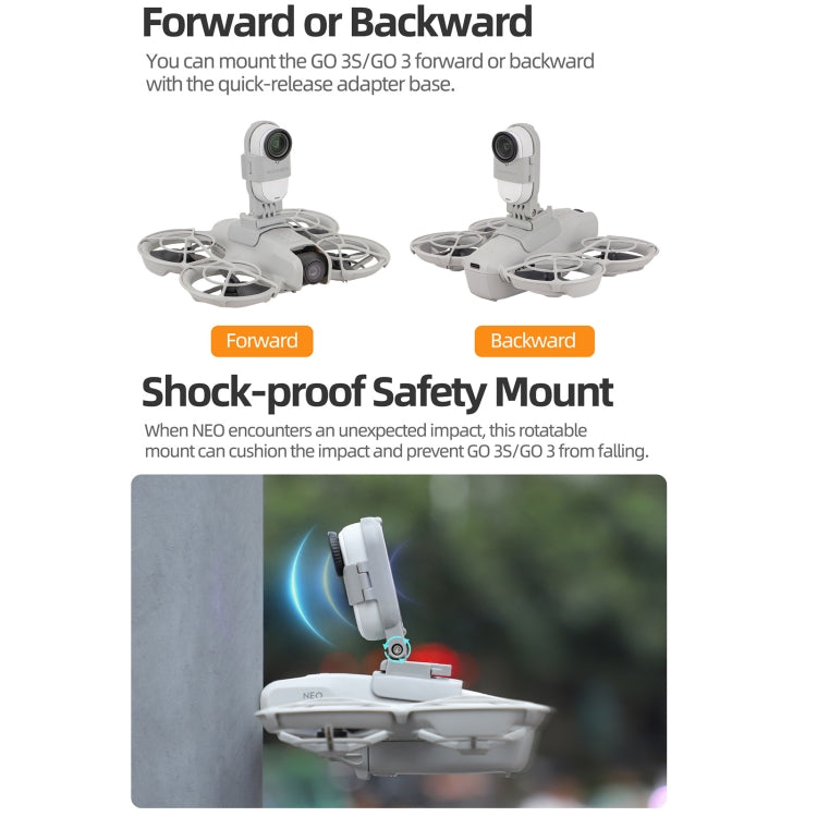 For DJI Neo / Insta360 GO 3S / GO 3 Sunnylife Drone Expansion Mount Action Camera Holder Adapter (Grey)