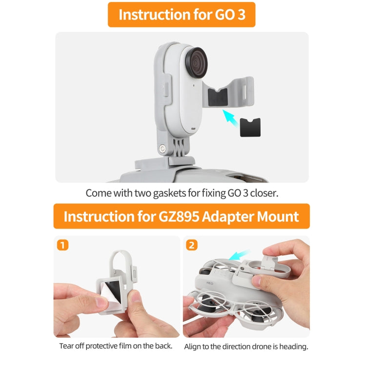 For DJI Neo / Insta360 GO 3S / GO 3 Sunnylife Drone Expansion Mount Action Camera Holder Adapter (Grey)