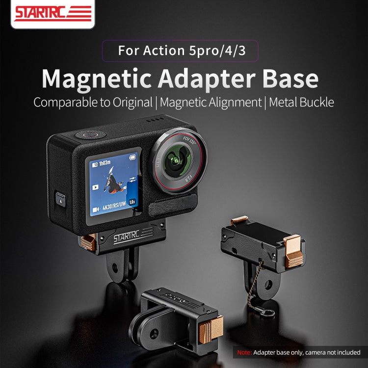 For DJI Osmo Action 5 Pro / 4 / 3 STARTRC Plastic Quick Adapter Magnetic Extension Bracket (Black)