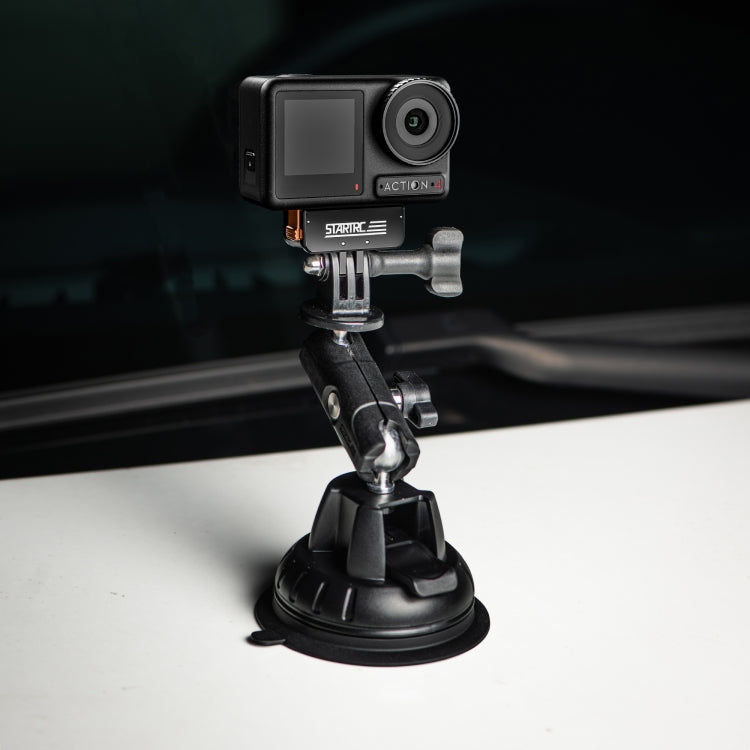 For DJI Osmo Action 5 Pro / 4 / 3 STARTRC Metal Quick Adapter Magnetic Foldable Extension Bracket (Black+Orange)