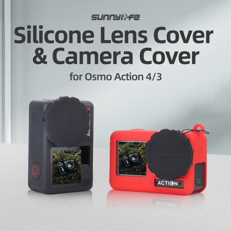 For DJI Osmo Action 5 Pro / 4 / 3 Sunnylife 2pcs Silicone Lens Cap (Black)