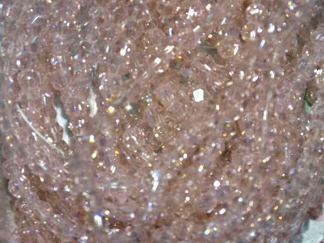 'Petal Pink'  Ab Colour Plated 4 mm Glass Bicone Beads