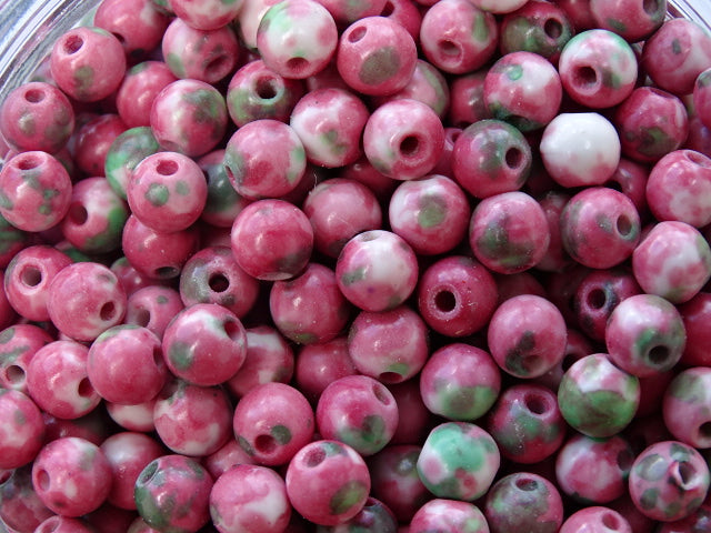 Semi Precious Jade 'Tulip Fields' Rainbow Dyed 6mm Beads