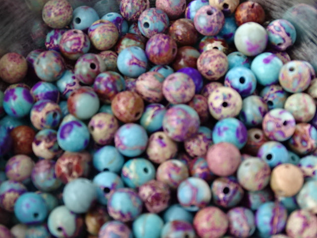 Semi Precious 6mm Imperial Jasper Multi Toned Beads.  'Highland Skies'