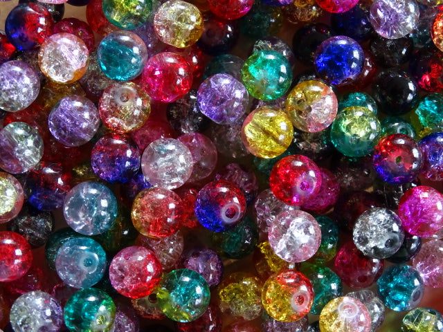 'Cocktail Crackle'  Random Mix  7mm - 8mm Crackle Glass Beads
