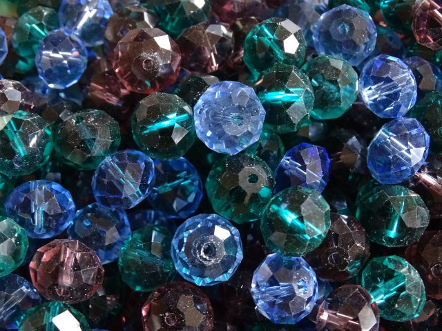 'Woodland Walk'  12x8mm Faceted Random Rondelles Mix