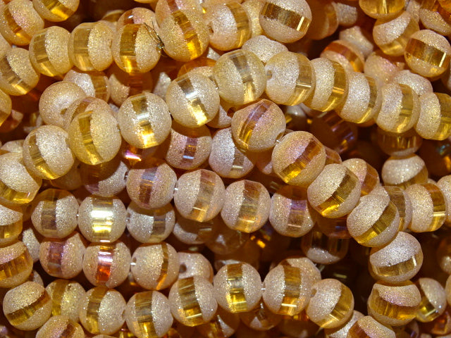 'Frosted peach' glass beads 8-9mm
