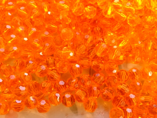 'Vibrant Satsuma'  Imitation Austrian Crystal Faceted Glass Beads  6mm