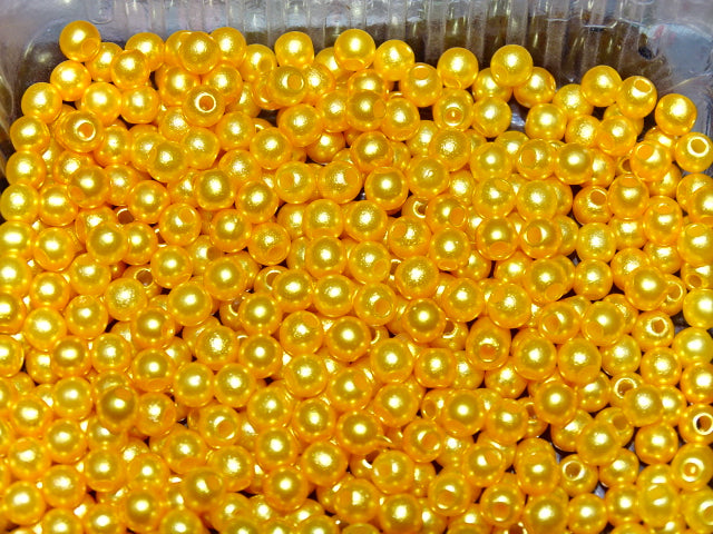 Golden Yellow 4mm Acrylic Pearly Beads