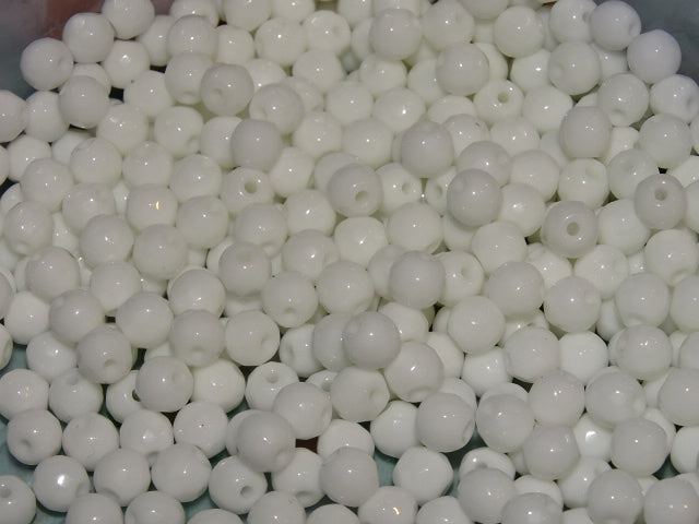 'Pure White'  Synthetic Faceted White Agate Beads  6mm