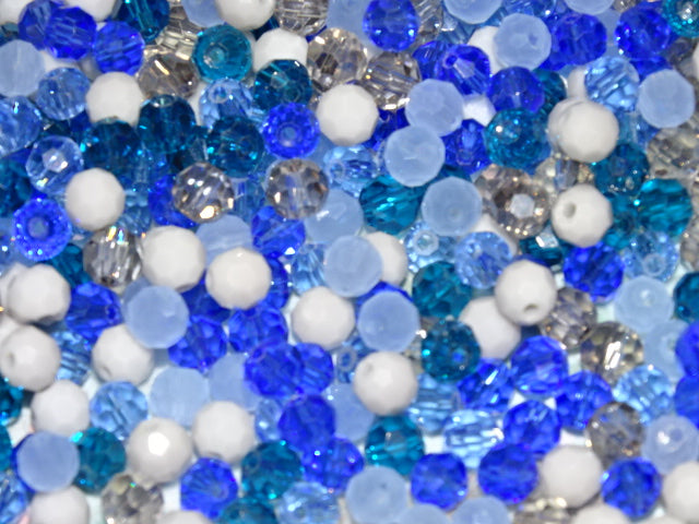 'Ice Rink Mix'  Faceted  (32 Facets)  Glass Beads 6mm