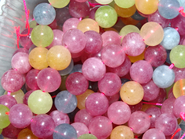 'Juicy Fruits' Random Mixed   Dyed Natural Malaysia Jade Beads   8mm