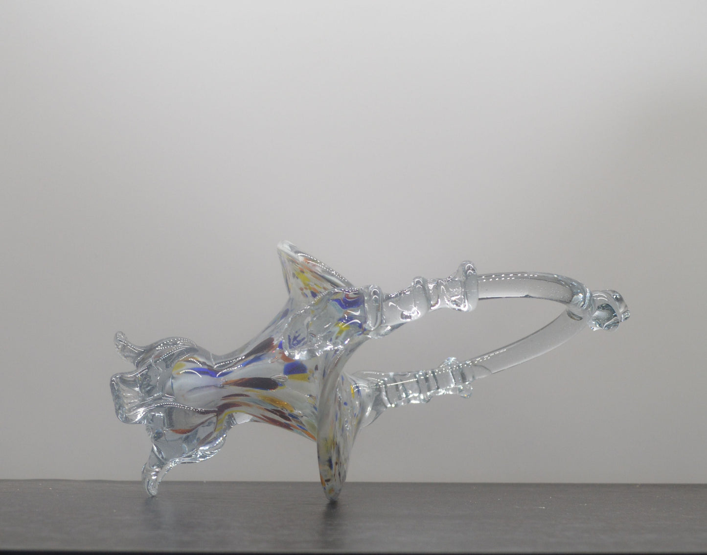 MURANO STYLE MULTICOLURED ART GLASS BASKET