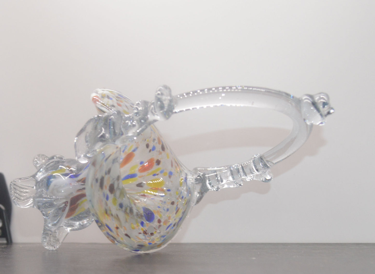MURANO STYLE MULTICOLURED ART GLASS BASKET