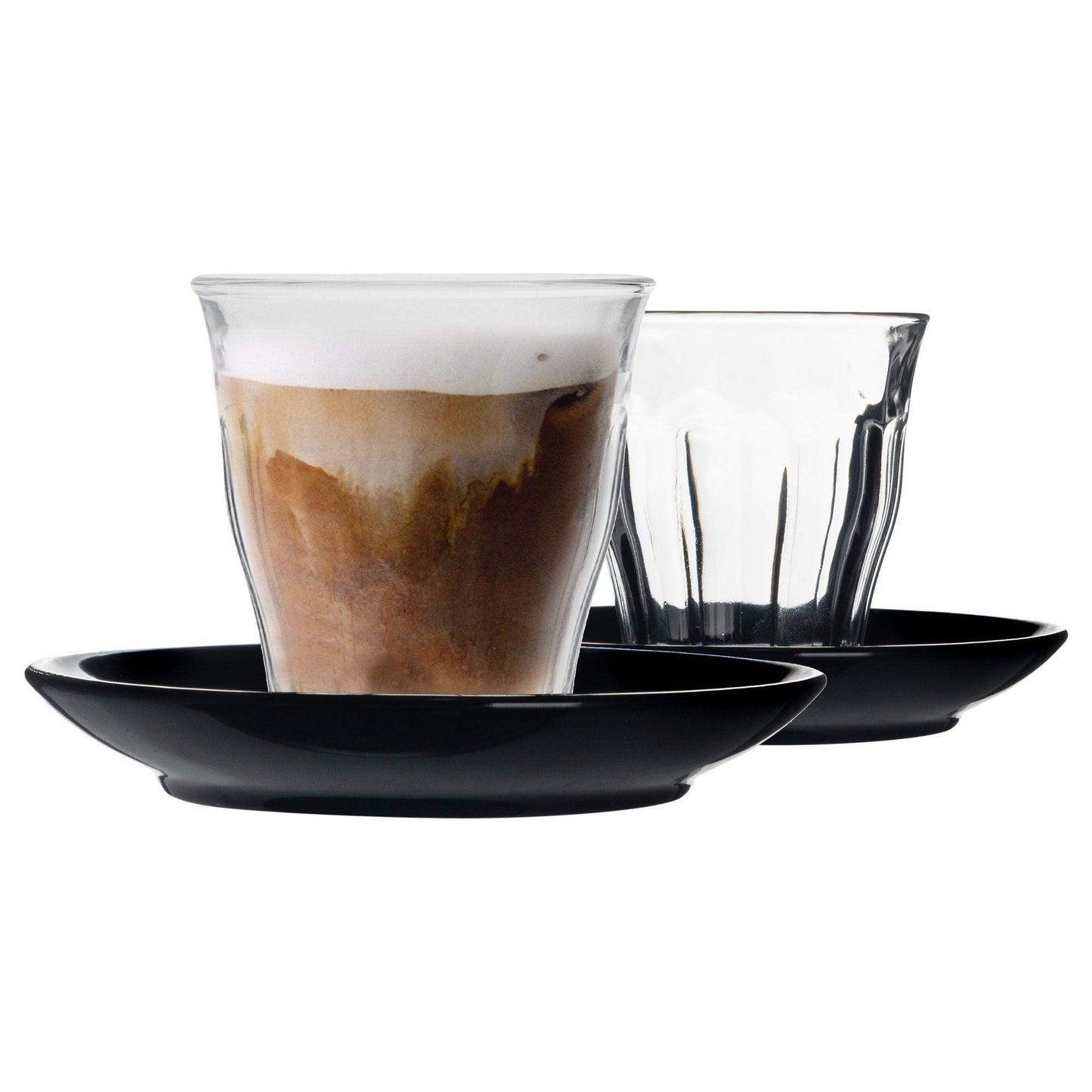200ml Picardie Glass Coffee Cups & Saucers Set - Pack of Six