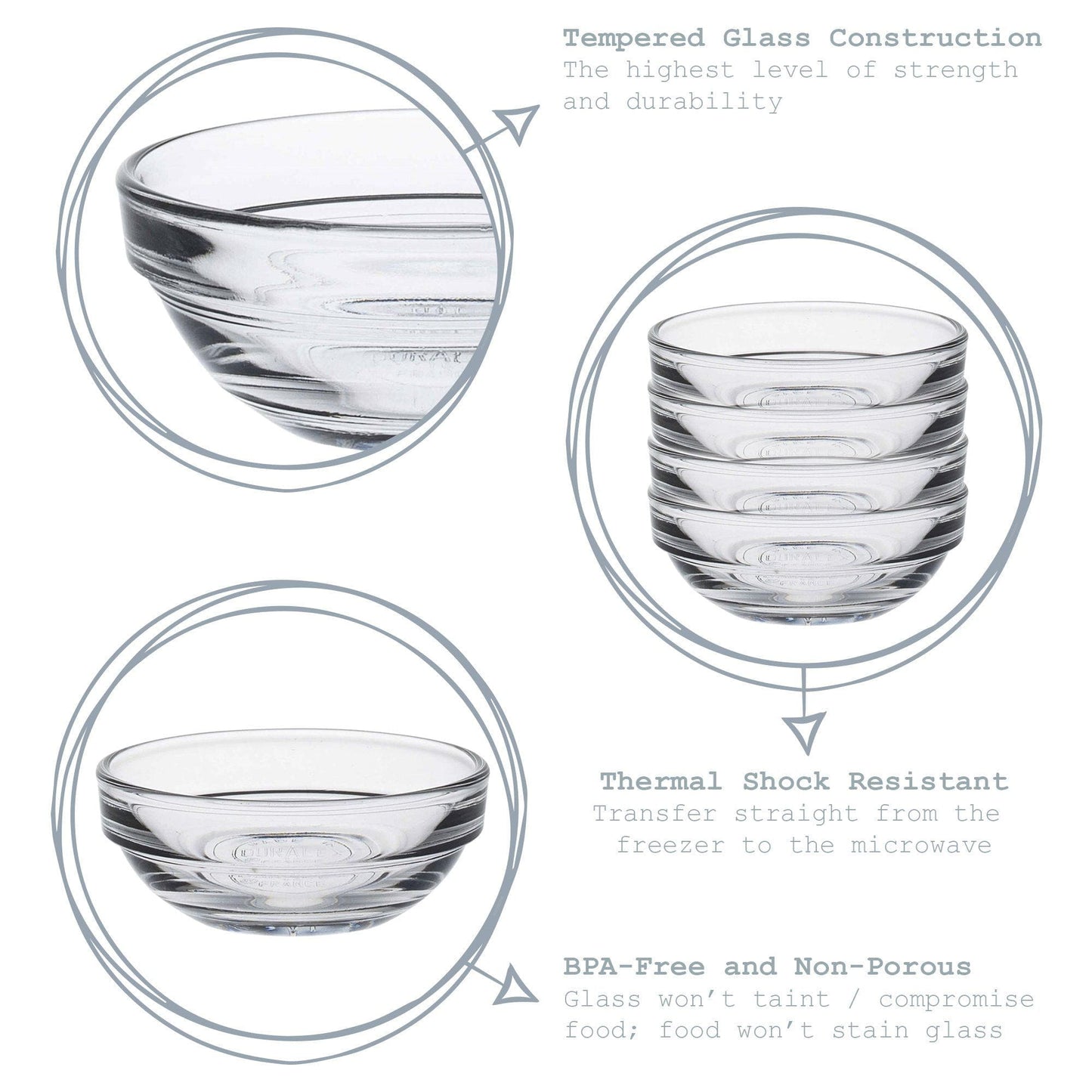 14cm Clear Lys Glass Nesting Mixing Bowl