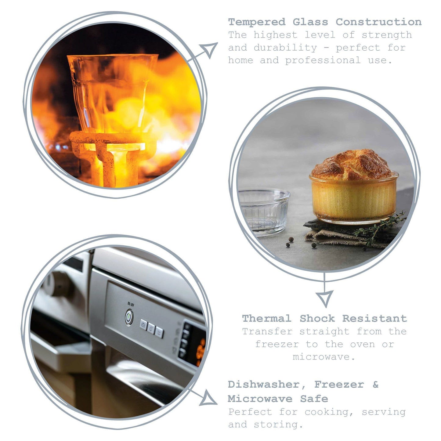 8.5cm Clear Oven Chef Glass Ramekins - Pack of Four