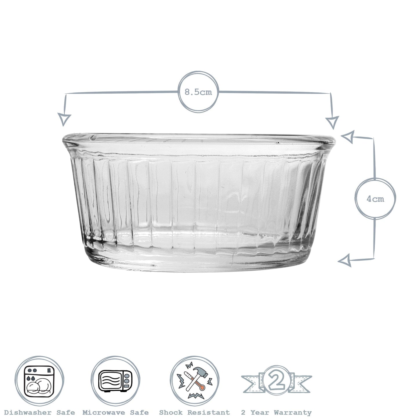 8.5cm Clear Oven Chef Glass Ramekins - Pack of Four
