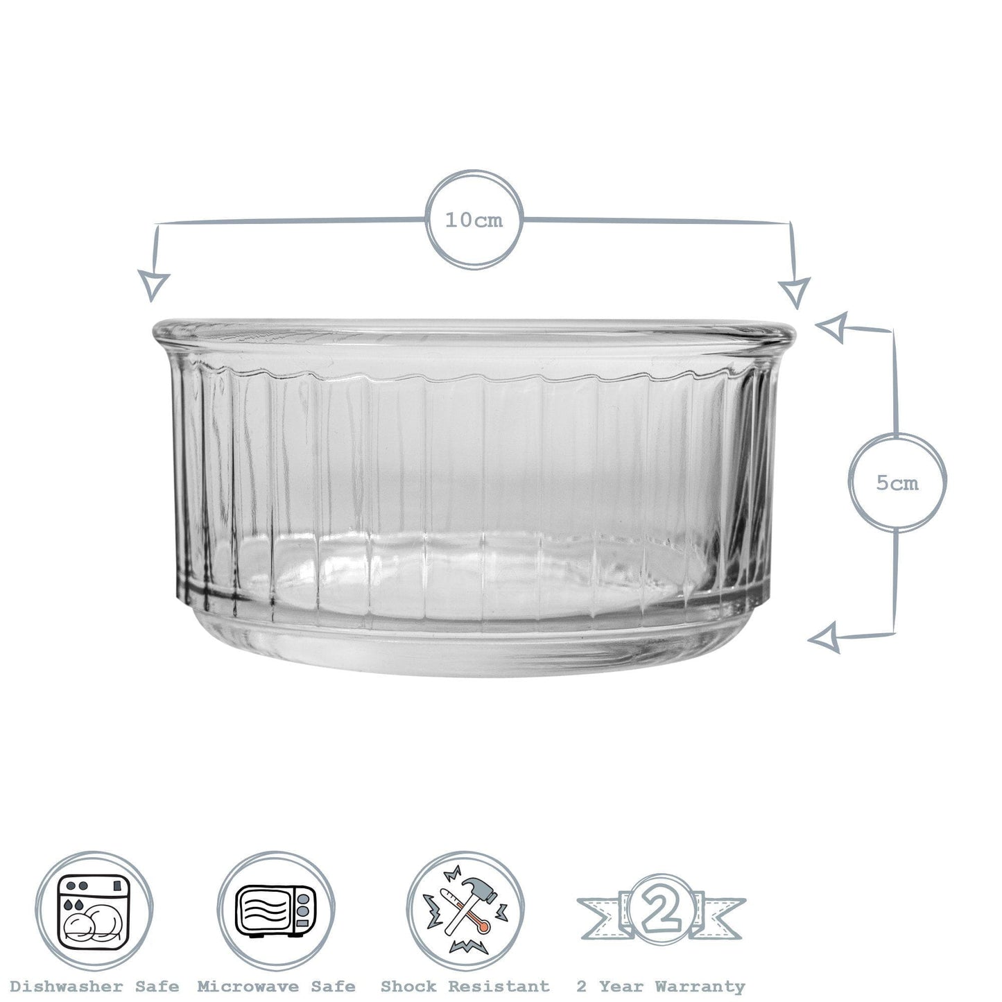 10cm Clear Oven Chef Glass Ramekins - Pack of Four