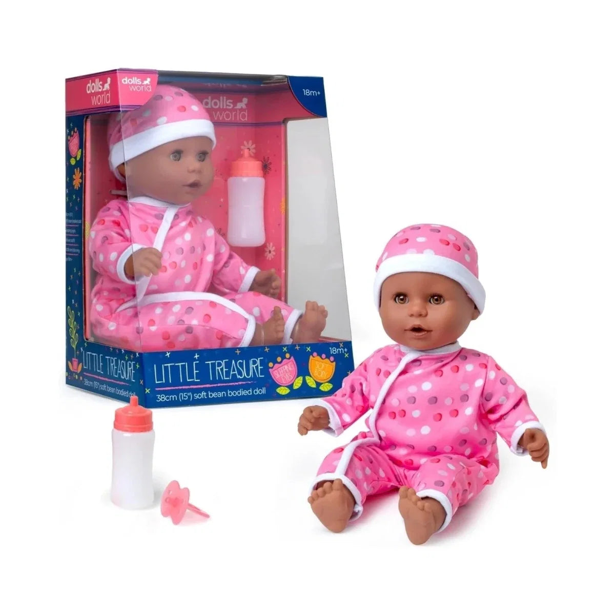 Dolls World Little Treasure Black Baby Girl 38 cm