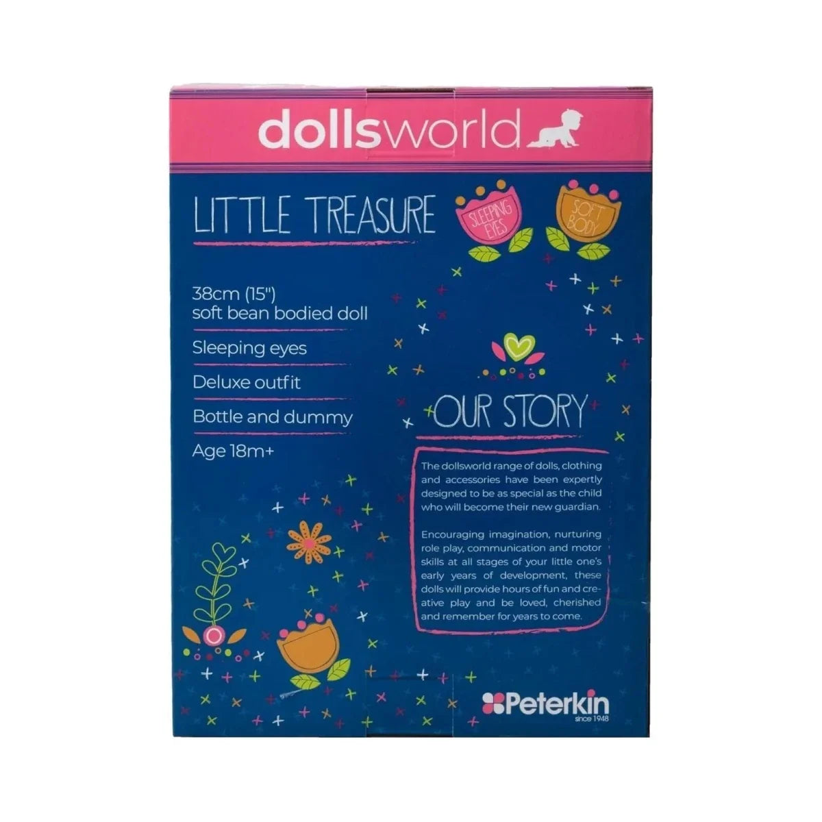 Dolls World Little Treasure Black Baby Girl 38 cm