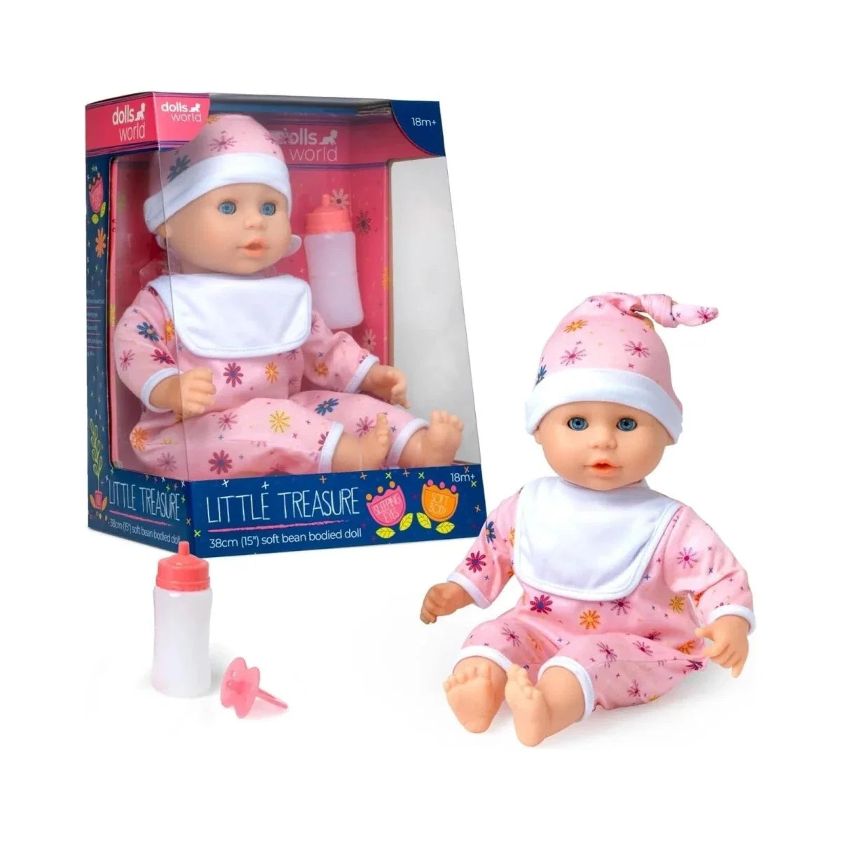 Dolls World Little Treasure White Baby Girl 38cm