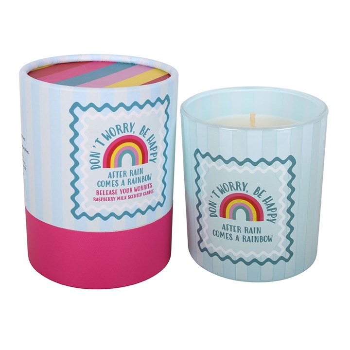 Don't Worry Be Happy Raspberry Milk Scented Candle
