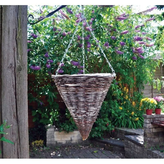 8x 12" Dark Rattan Cone Hanging Basket