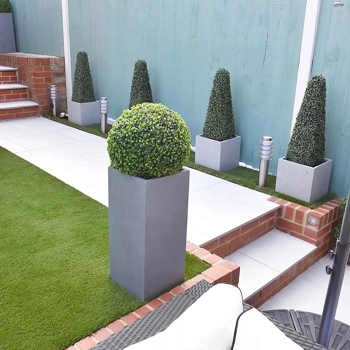 IDEALIST Lite Contemporary Light Concrete Garden Tall Square Planter, Outdoor Plant Pot H70 L33 W33 cm, 79L
