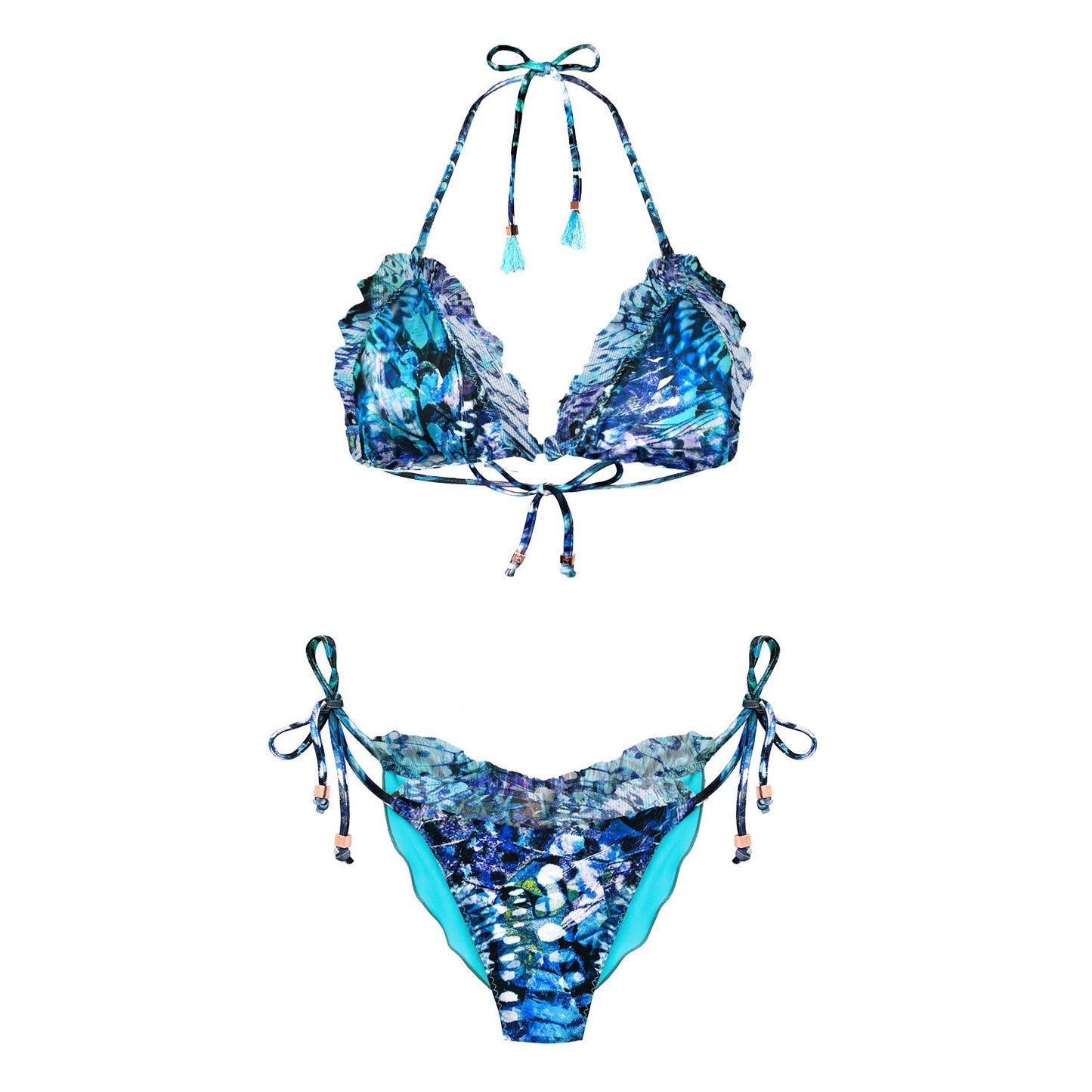Boho Style Ibiza Bikini Top Blue Butterfly Carmen