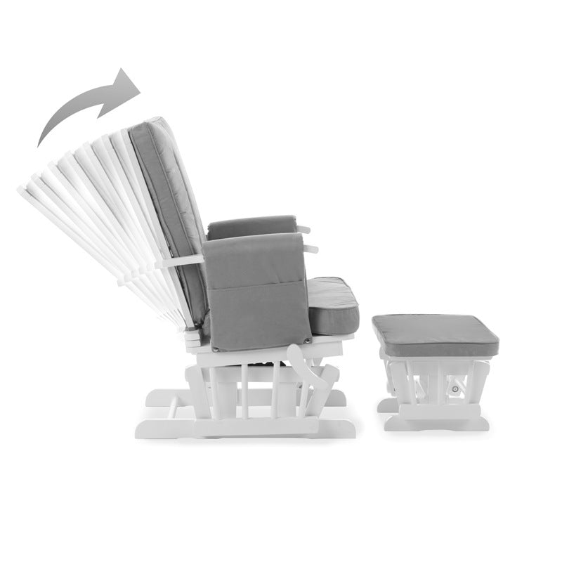 Deluxe Reclining Glider Chair & Stool - Grey