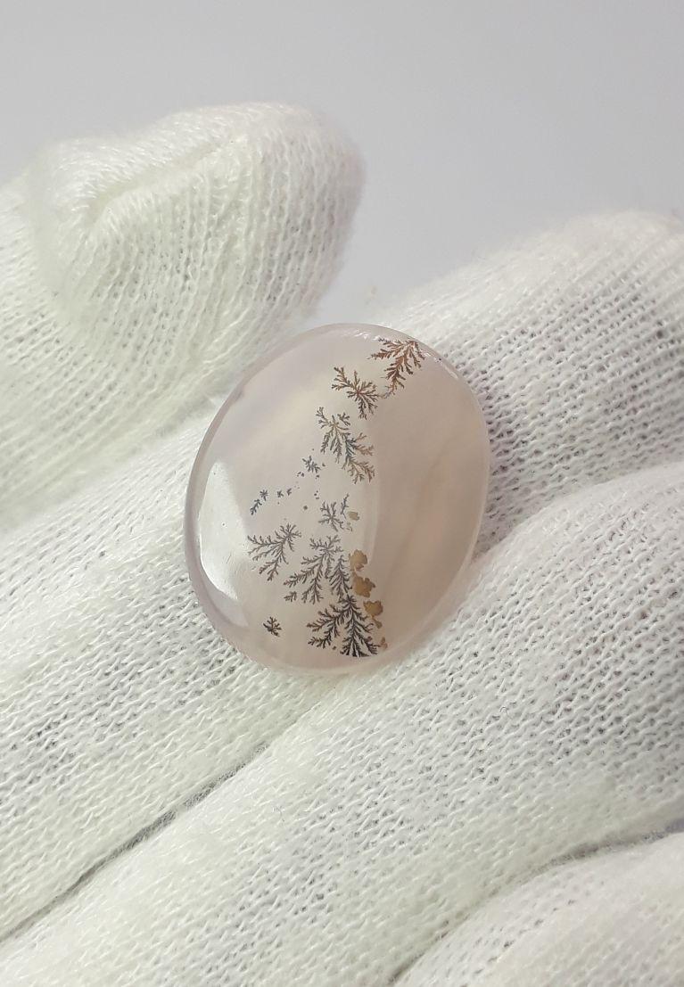 15.1ct Natural Dendritic Agate - Shajri Aqeeq - Dimension-21x17mm