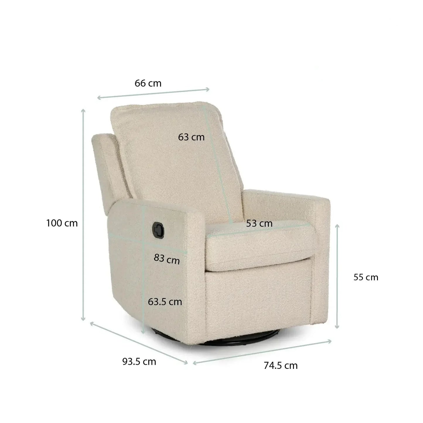 Nursery Glider Recliner Chair Bouclé – 360° Swivel