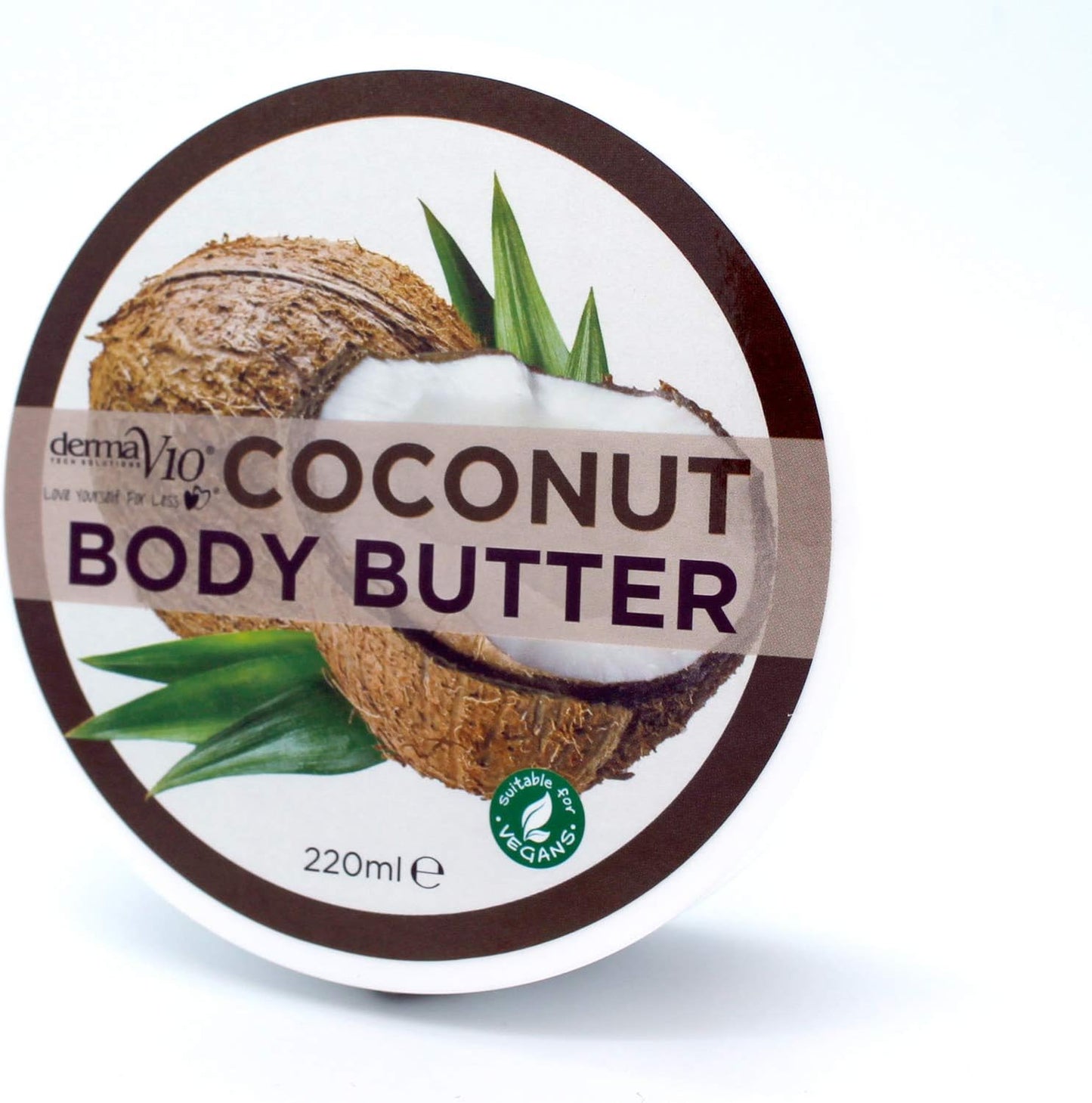 Derma v10 Innovations Coconut Body Butter Intensely Hydrating & Nourishing for Dry Skin 220ml / 7.44 oz