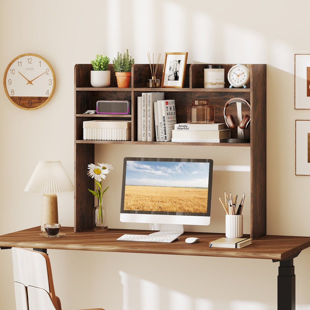 Desktop Bookshelf 3-Tier Display Rack Bookcase Storage Rack-Natural