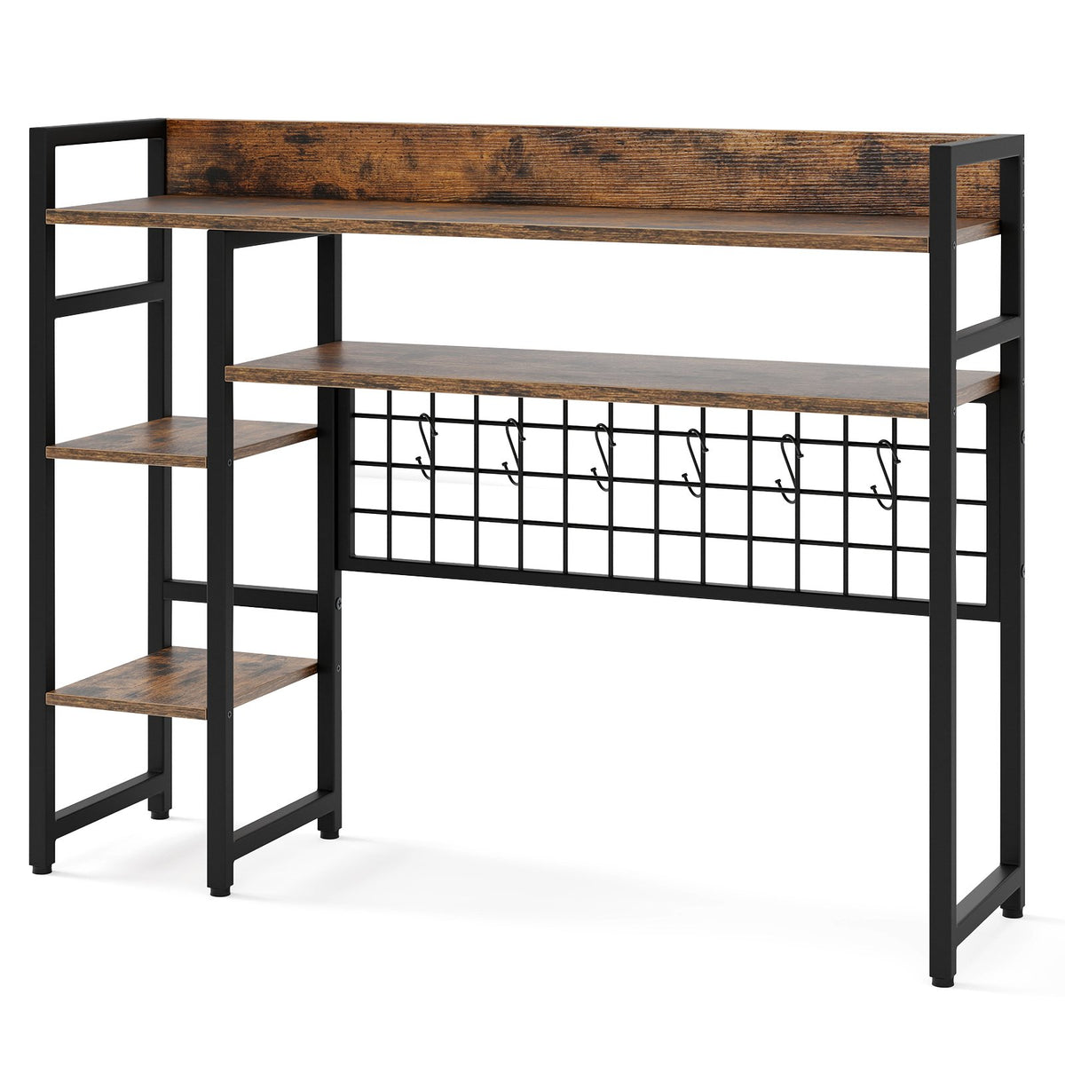 Desktop Bookshelf with 4 Open Storage Shelves for Computer Monitor Up to 32 Inch-Black