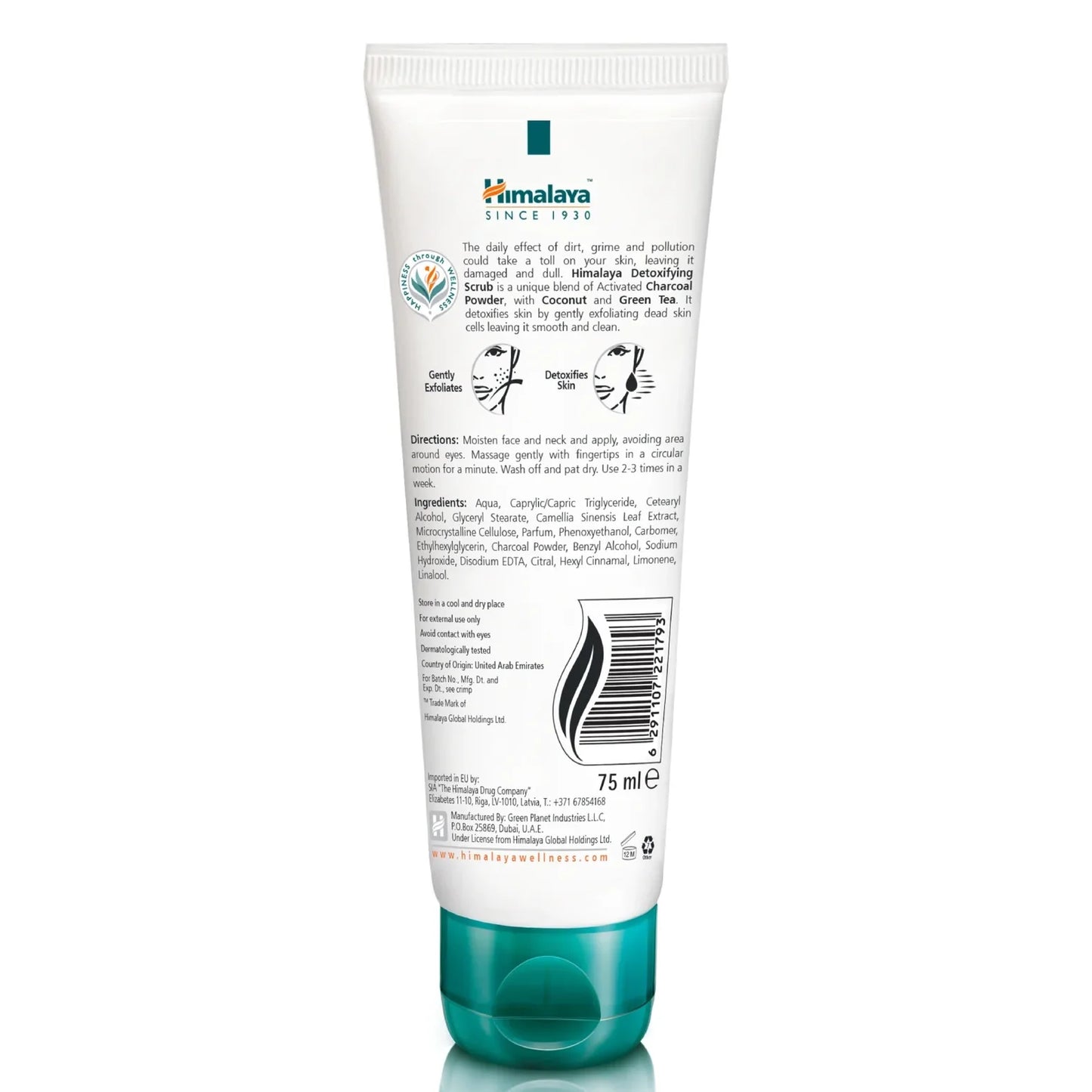 Himalaya Detoxifying Charcoal Scrub: Deep Cleansing & Purifying Face Cleanser for All Skin Types 75 ml / 2.54 oz