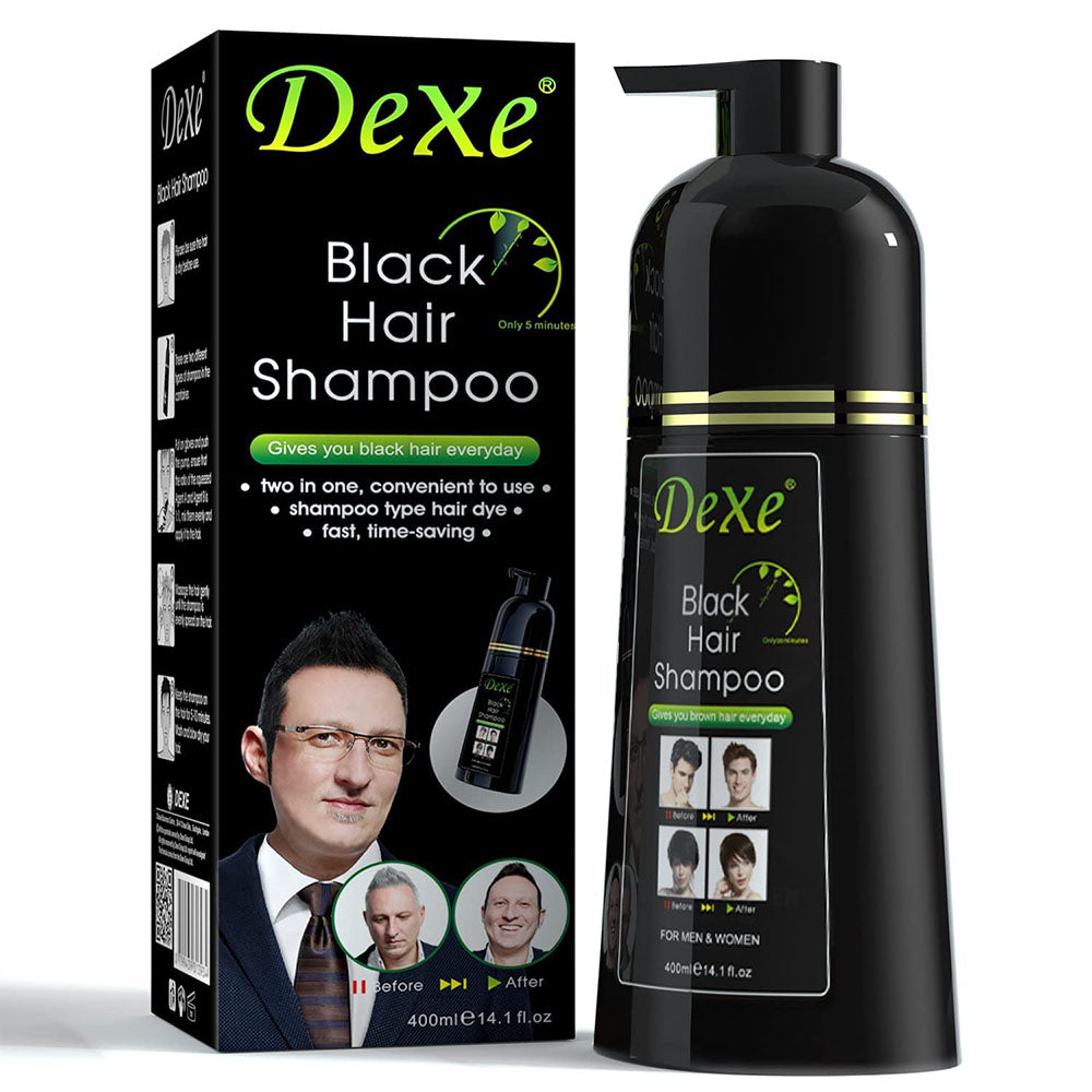 Dexe Black Hair Dye Shampoo for Instant Grey Coverage