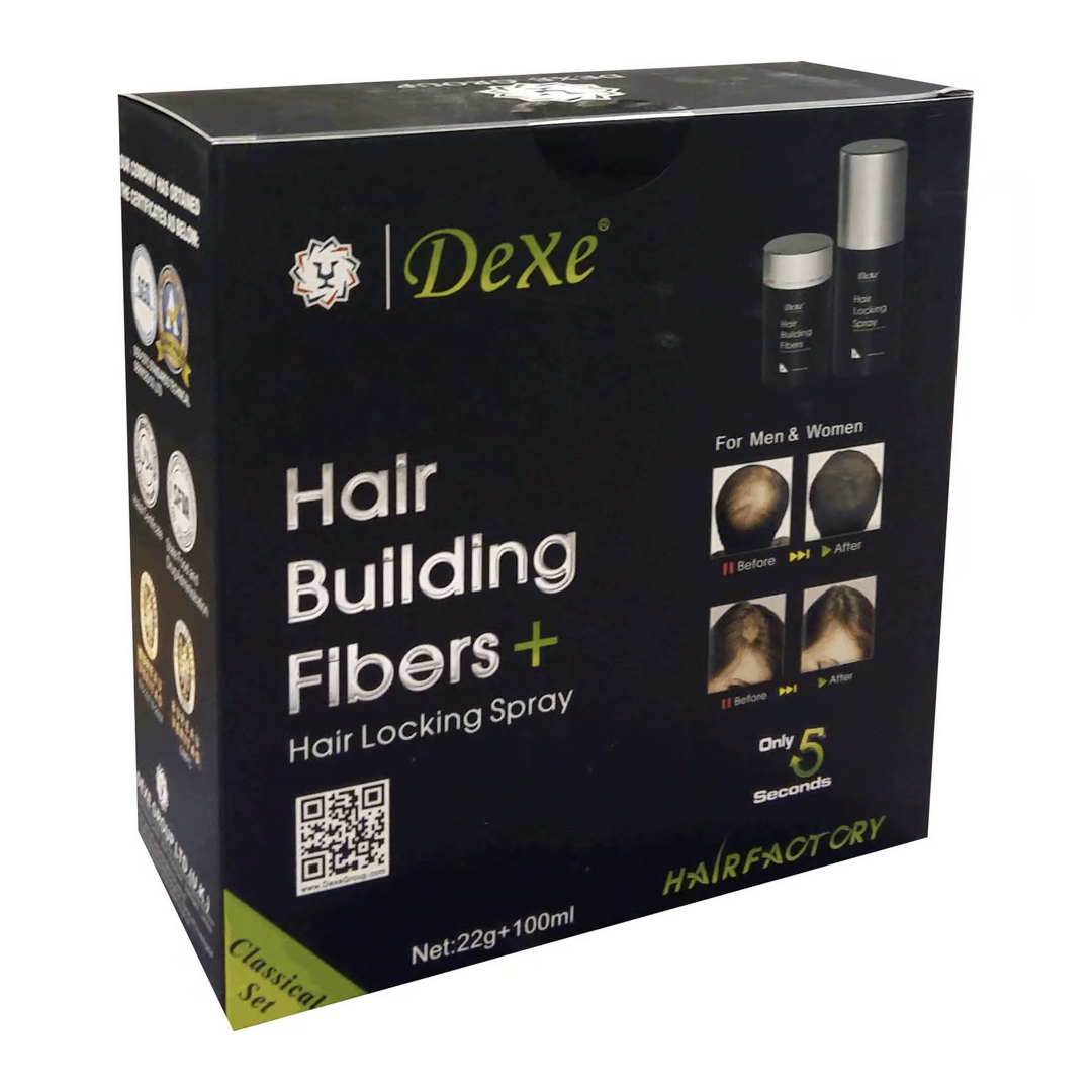 Dexe Hair Building Fibers & Volumiser Spray for Instant Thicker, Fuller Hair for Thinning Hair Solutions 22g + 100ml
