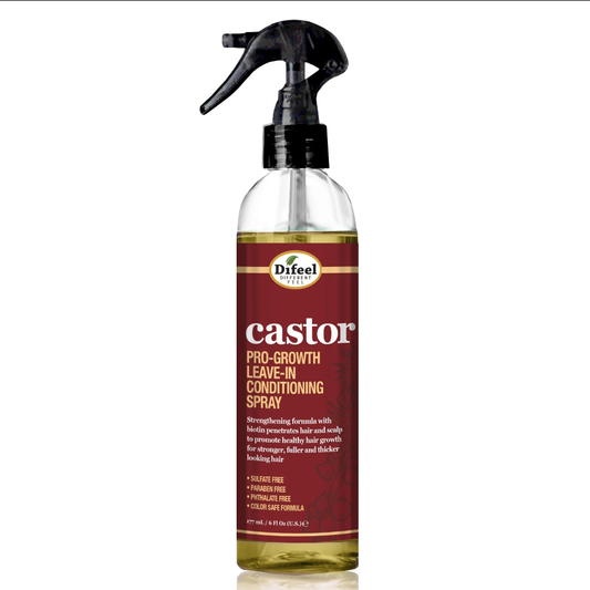 Difeel Castor Pro-Growth Leave-In Conditioning Spray for Stimulating Hair Growth & Strengthening All Hair Types 6 oz