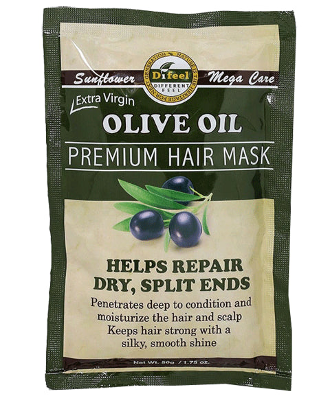 Difeel Olive Oil Premium Hair Mask: Repairs Dry & Split Ends for All Hair Types - 50g/1.76 oz